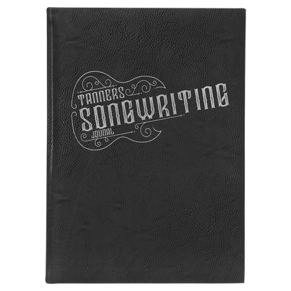 Black/Silver Leatherette Journal with Lined Notepad