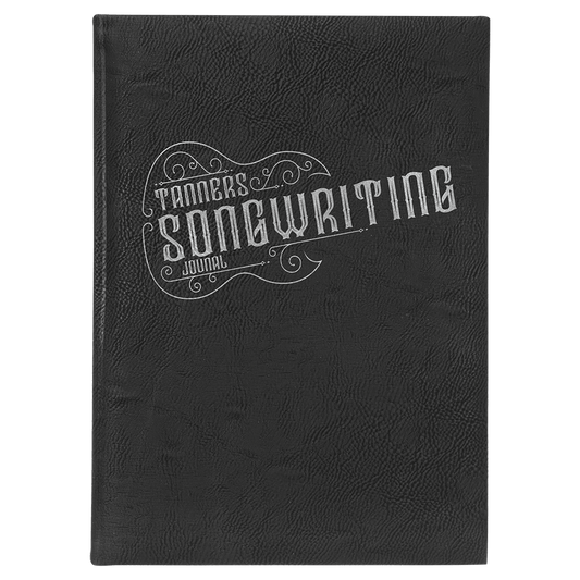 Black/Silver Leatherette Journal with Lined Notepad