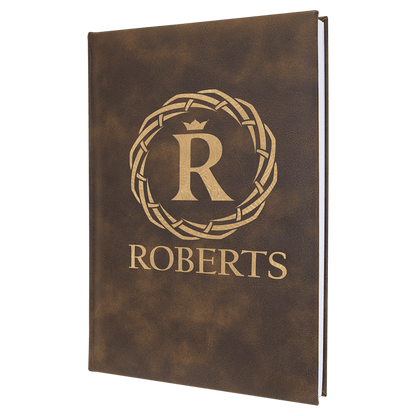 Rustic/Gold Leatherette Journal with Lined Notepad