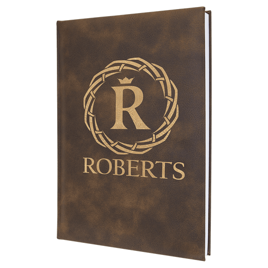 Rustic/Gold Leatherette Journal with Lined Notepad