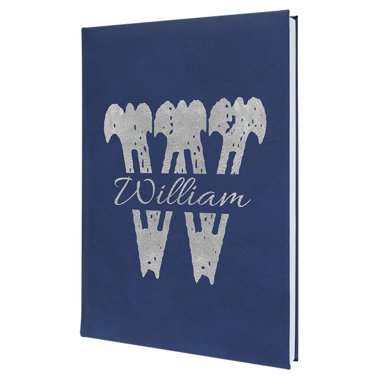 Blue/Silver Leatherette Journal with Lined Notepad