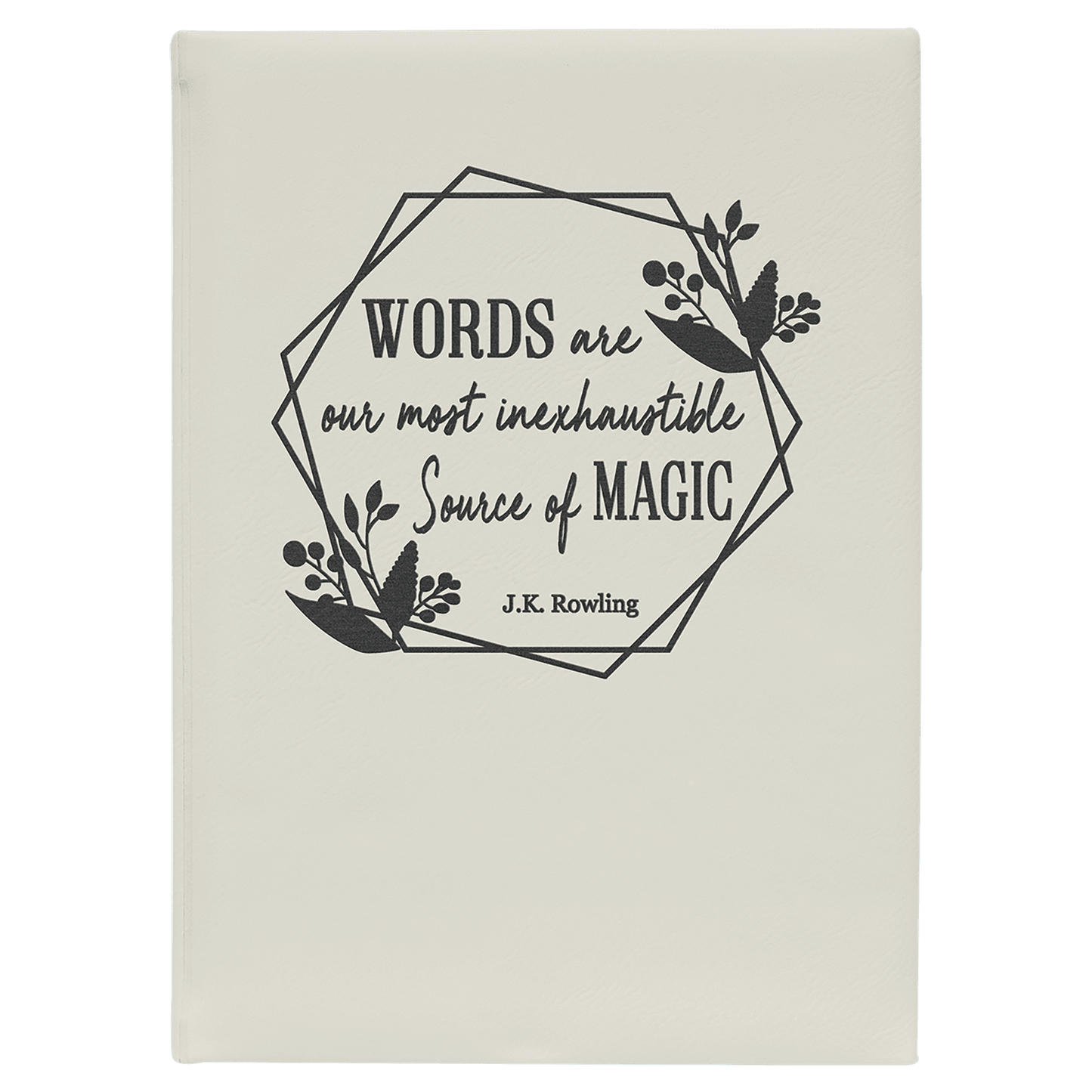 White/Black Leatherette Journal with Lined Notepad