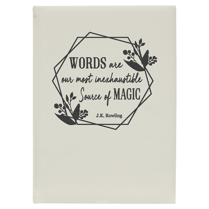 White/Black Leatherette Journal with Lined Notepad