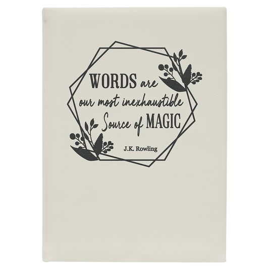 White/Black Leatherette Journal with Lined Notepad