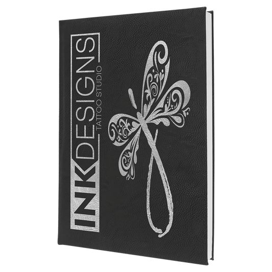 Black/Silver Leatherette Sketch Book with Unlined Notepad