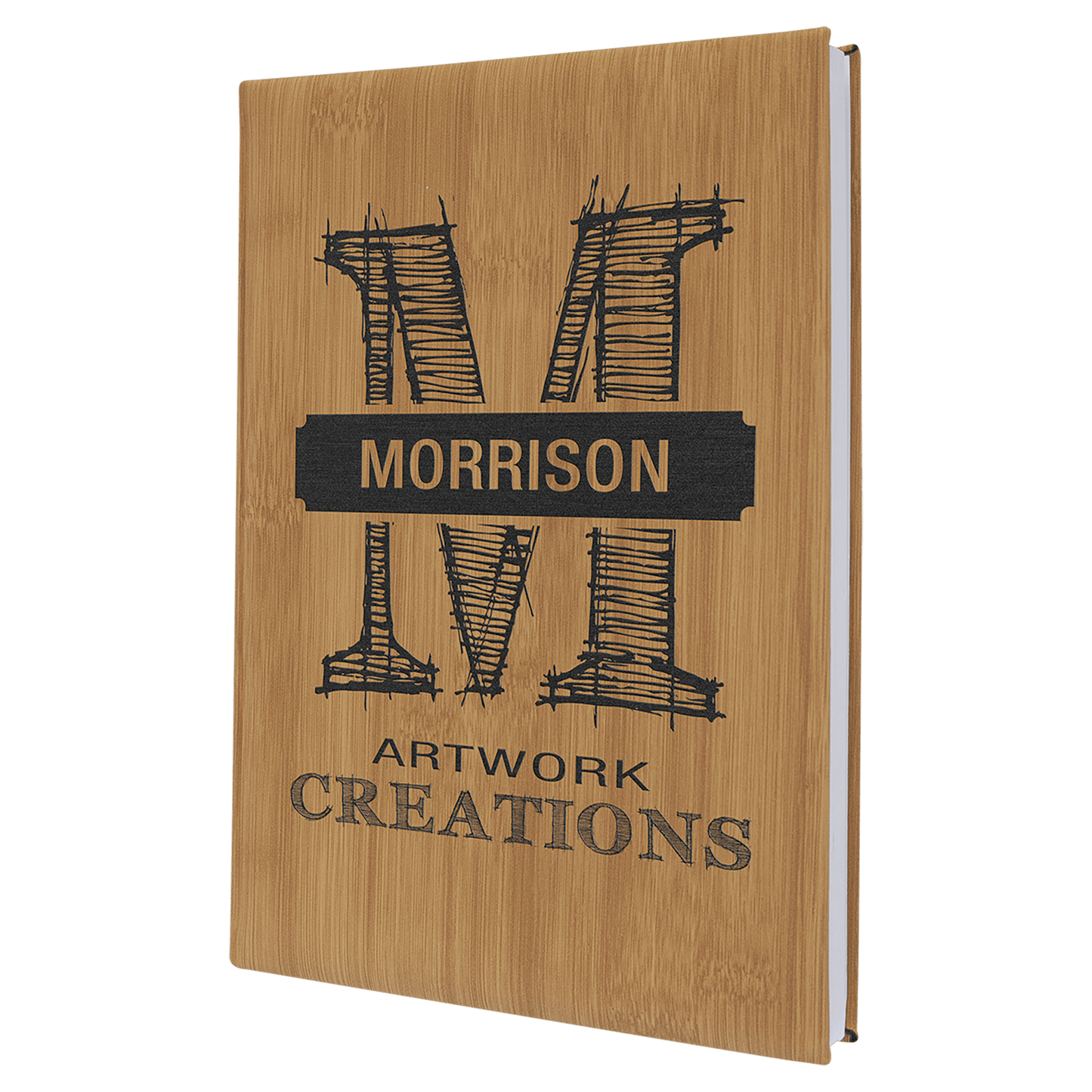 Bamboo Leatherette Sketch Book with Unlined Notepad