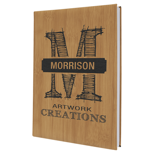 Bamboo Leatherette Sketch Book with Unlined Notepad