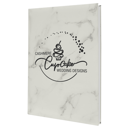 White Marble Leatherette Sketch Book with Unlined Notepad
