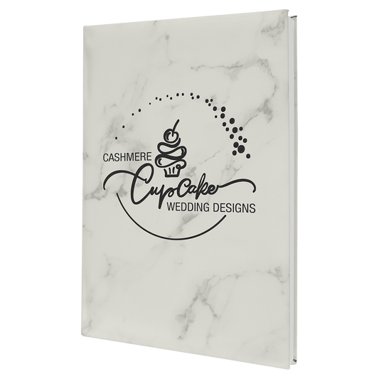 White Marble Leatherette Sketch Book with Unlined Notepad