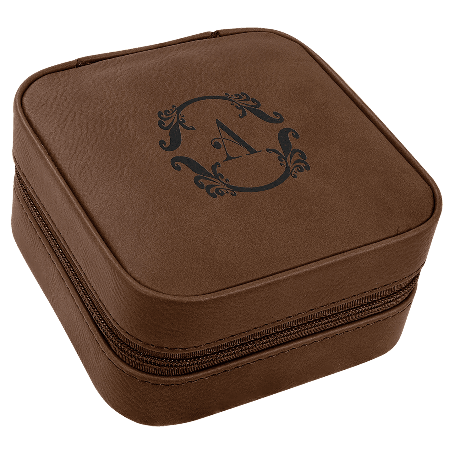 Leatherette Travel Jewelry Box with Black Lining 4" x 4"