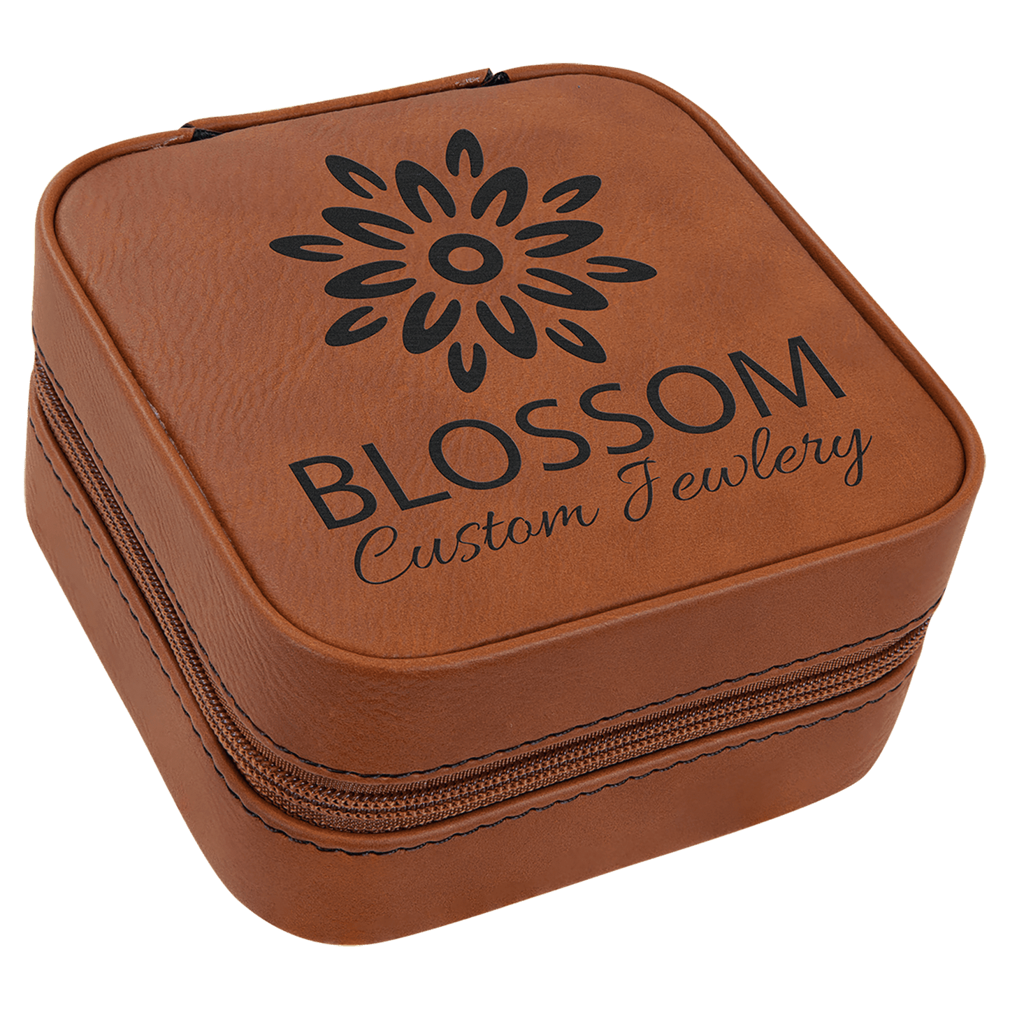 Leatherette Travel Jewelry Box with Black Lining 4" x 4"