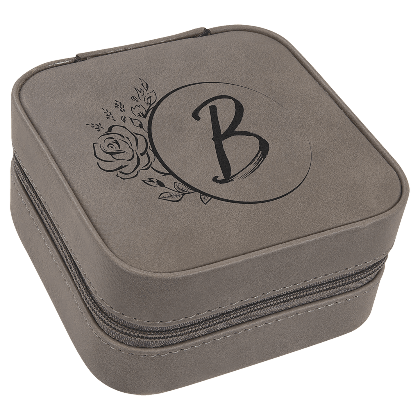 Leatherette Travel Jewelry Box with Black Lining 4" x 4"