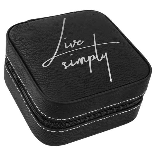 Leatherette Travel Jewelry Box with Black Lining 4" x 4"