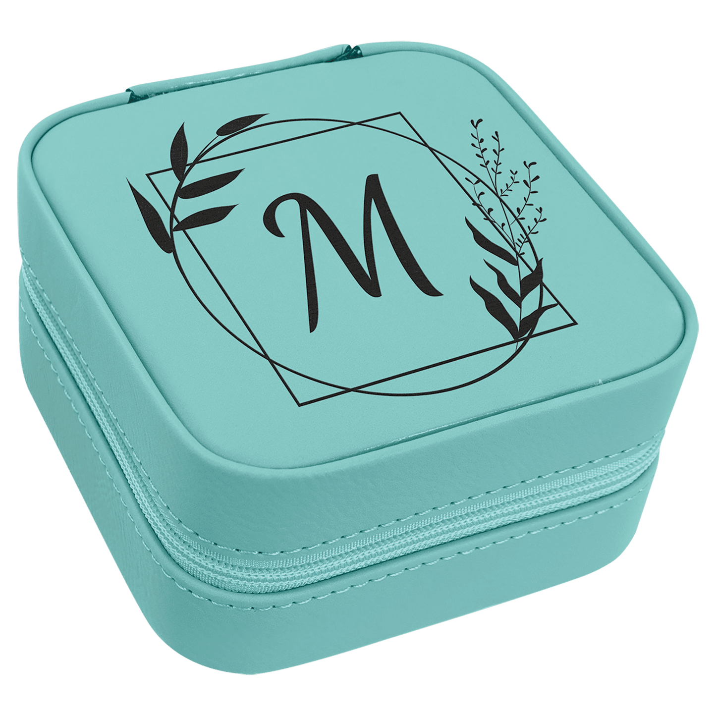 Leatherette Travel Jewelry Box with Black Lining 4" x 4"