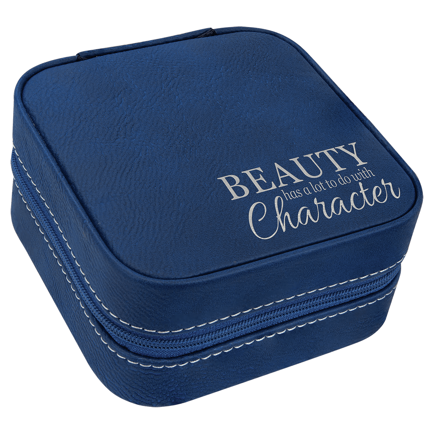 Leatherette Travel Jewelry Box with Black Lining 4" x 4"
