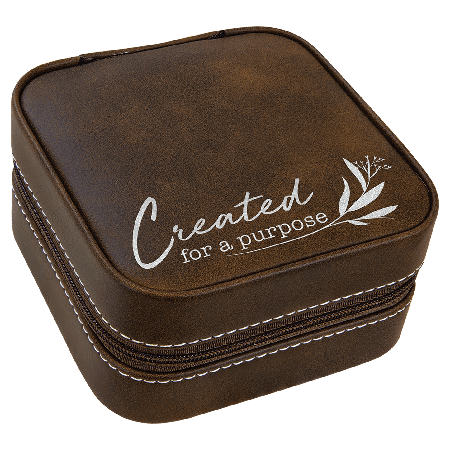 Leatherette Travel Jewelry Box with Black Lining 4" x 4"