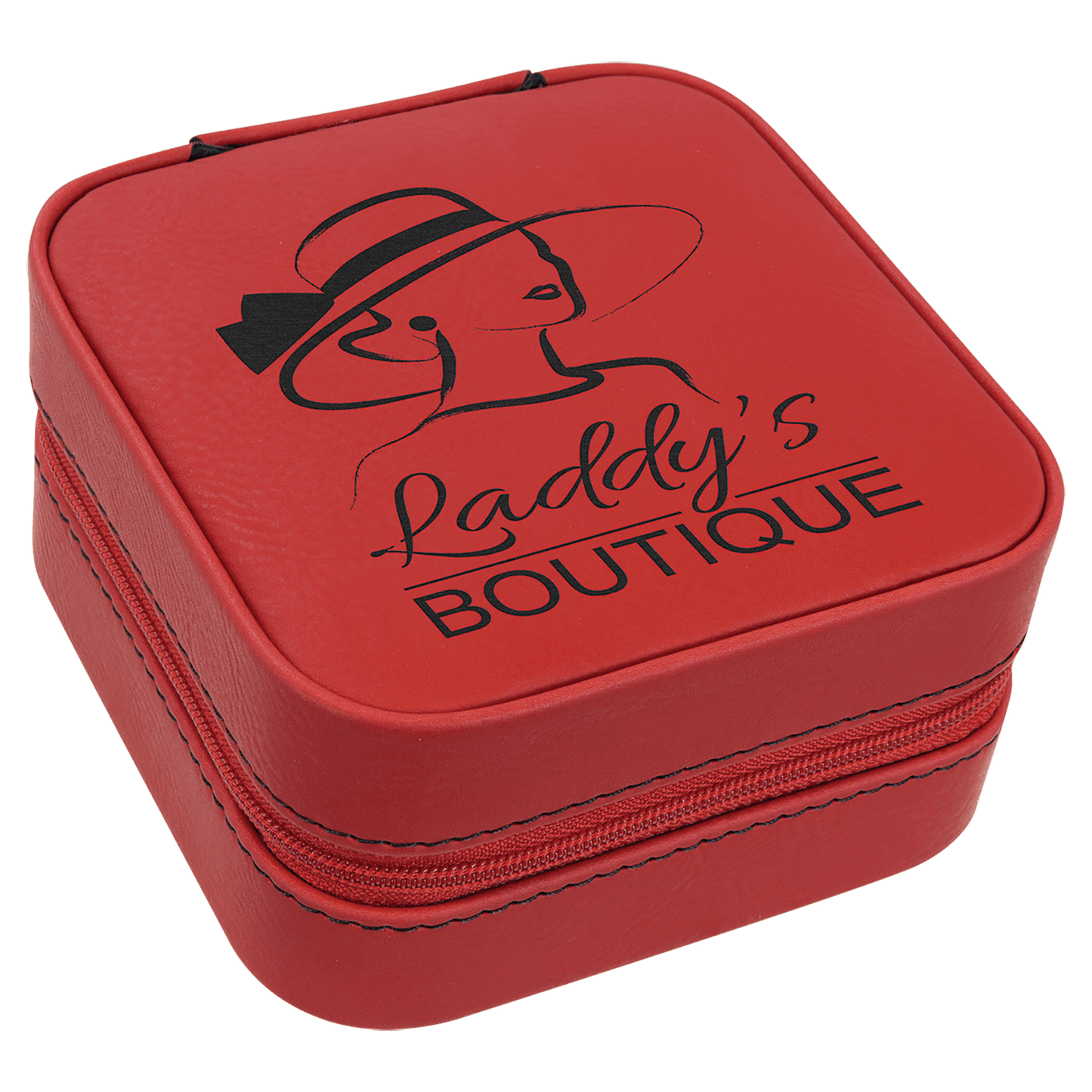 Leatherette Travel Jewelry Box with Black Lining 4" x 4"