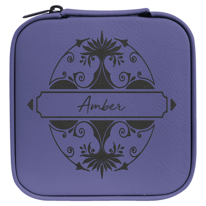 Leatherette Travel Jewelry Box with Black Lining 4" x 4"