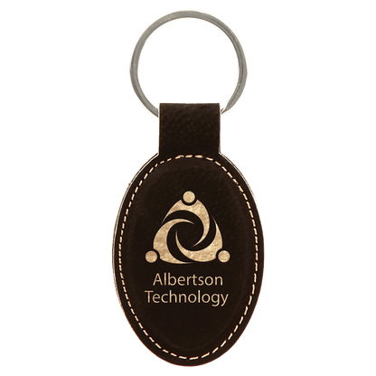 Leatherette Oval Keychain 3" x 1.75"