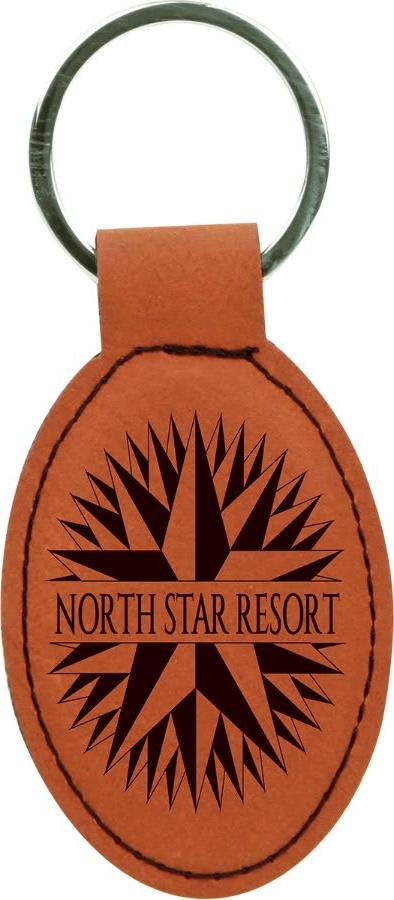 Leatherette Oval Keychain 3" x 1.75"