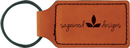 Leatherette Rectangle Keychain 2.75" x 1.25"