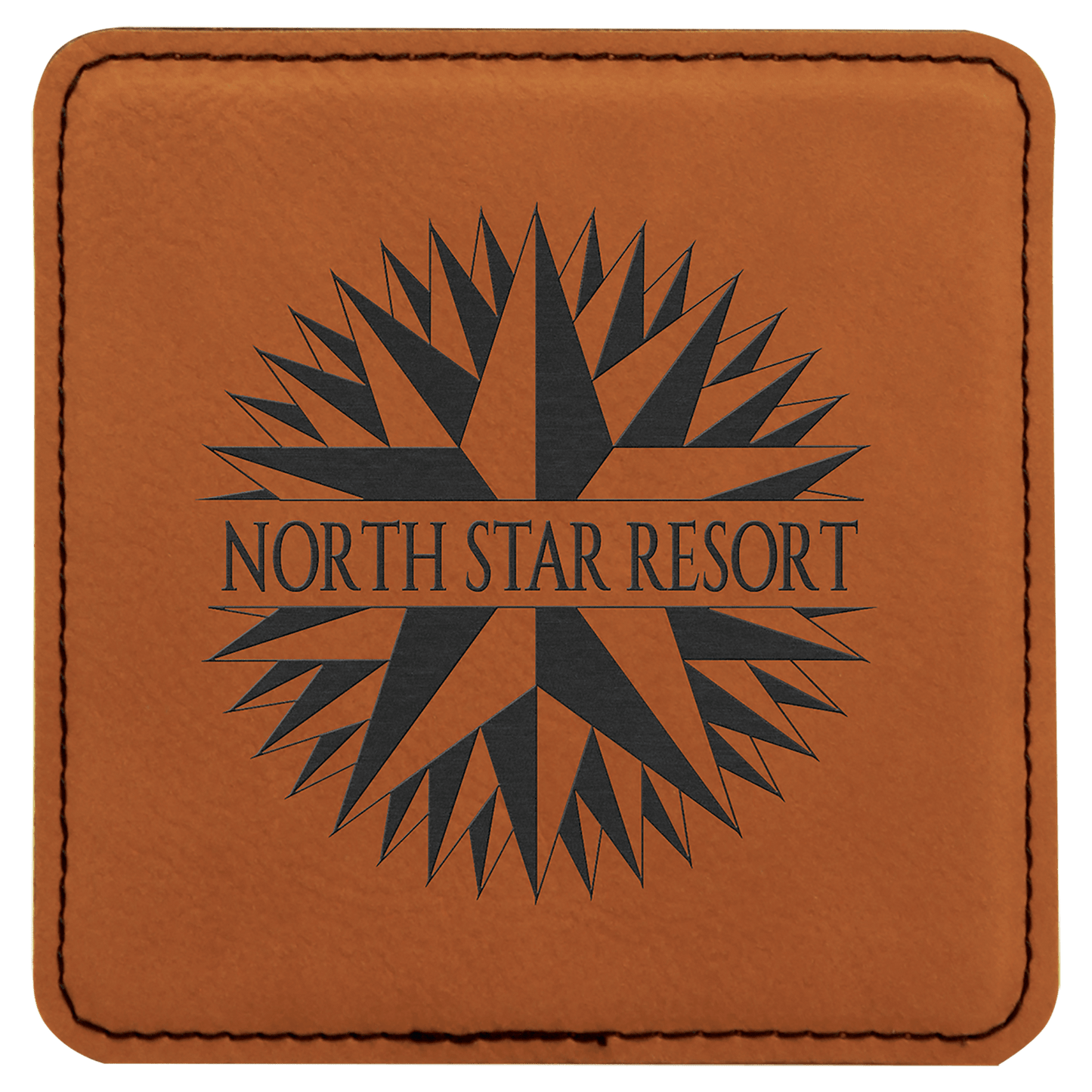 4" Square Rawhide Leatherette Coaster