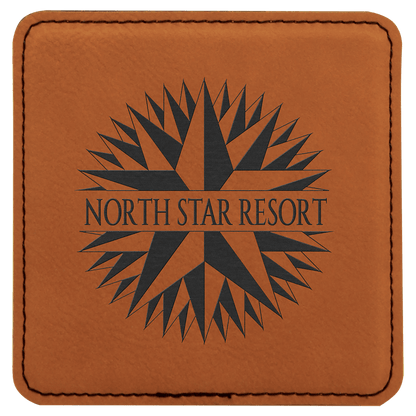 4" Square Rawhide Leatherette Coaster