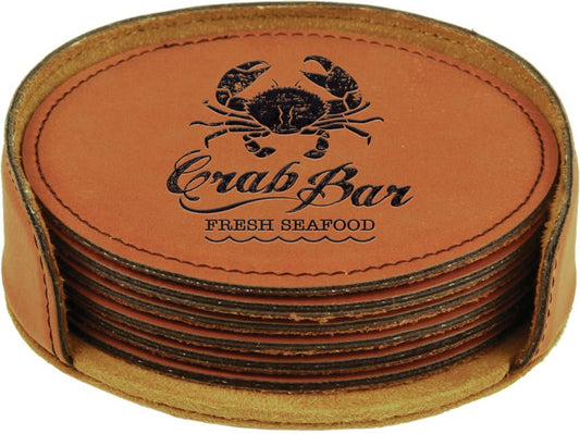 4" Round Rawhide Leatherette Coaster