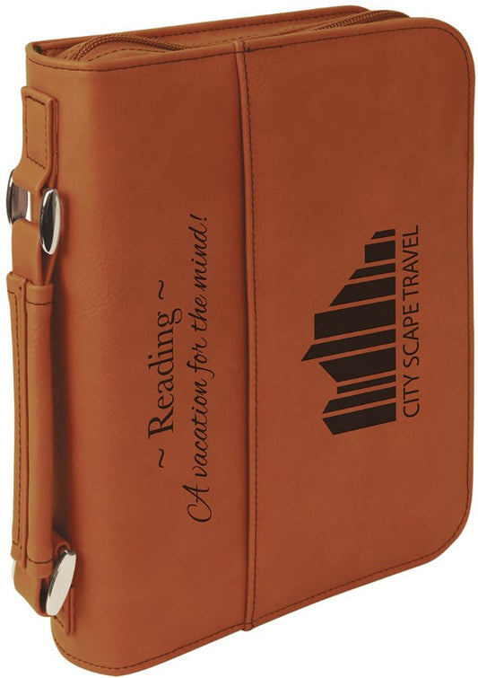 Rawhide Leatherette Book/Bible Cover with Handle & Zipper