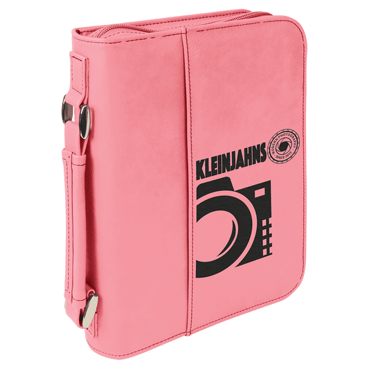 Pink Leatherette Book/Bible Cover with Handle & Zipper