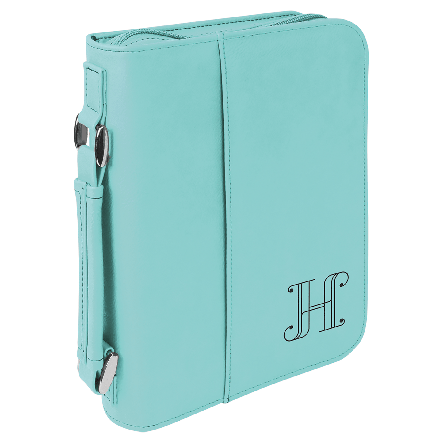 Teal Leatherette Book/Bible Cover with Handle & Zipper
