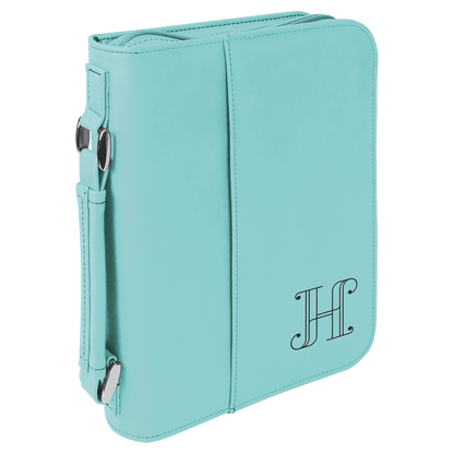 Teal Leatherette Book/Bible Cover with Handle & Zipper