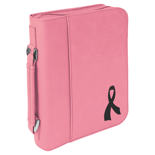 Pink Leatherette Book/Bible Cover with Handle & Zipper