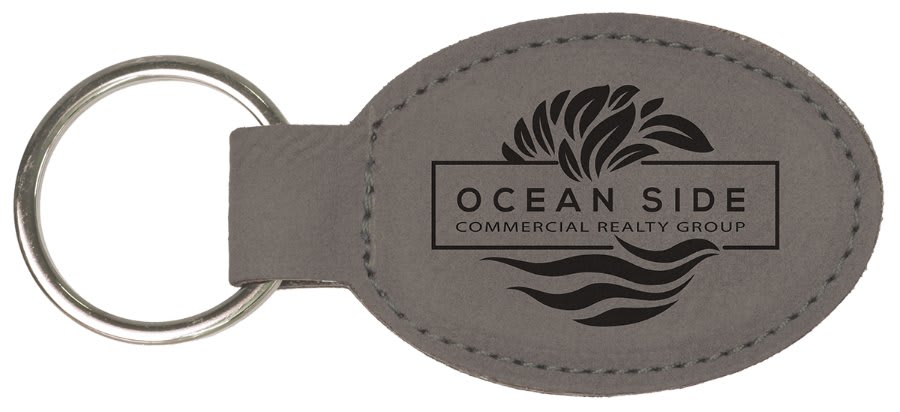 Leatherette Oval Keychain 3" x 1.75"