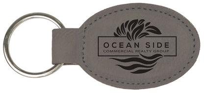 Leatherette Oval Keychain 3" x 1.75"