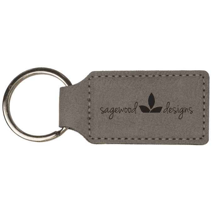 Leatherette Rectangle Keychain 2.75" x 1.25"