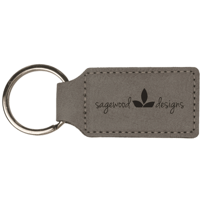 Leatherette Rectangle Keychain 2.75" x 1.25"