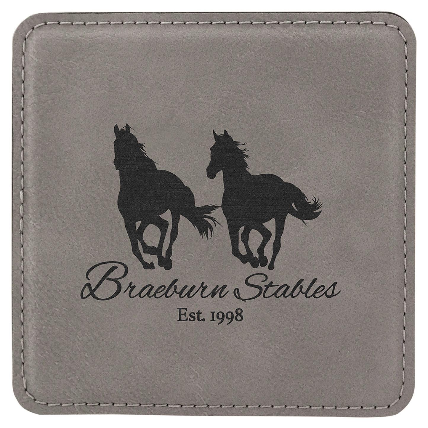 4" Square Gray Leatherette Coaster