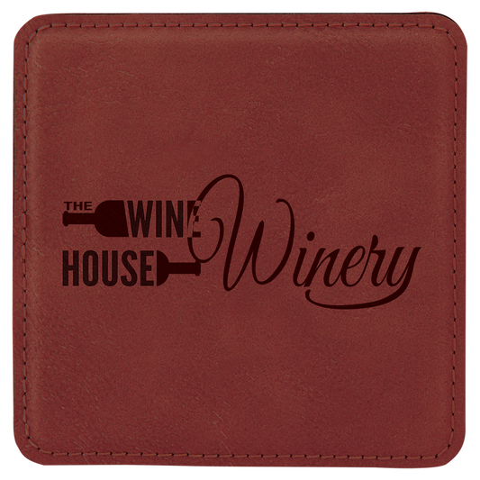 4" Square Rose Leatherette Coaster