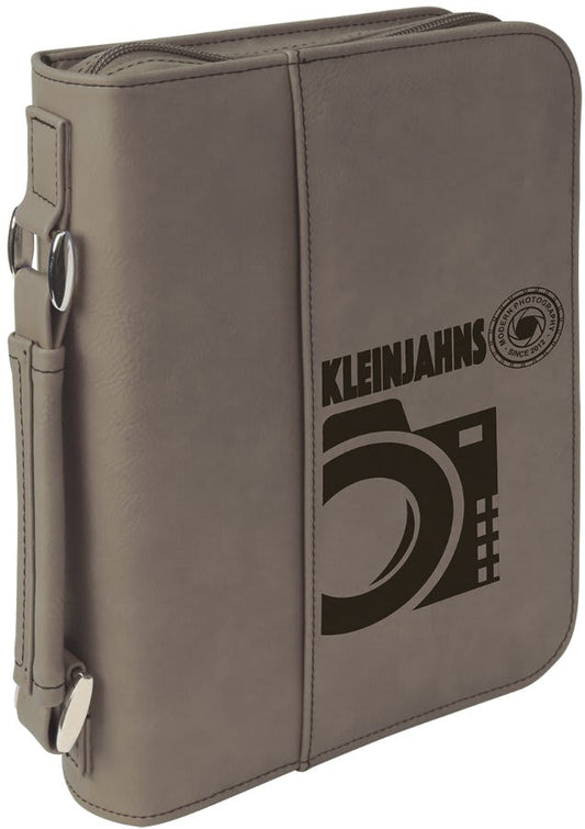 Gray Leatherette Book/Bible Cover with Handle & Zipper