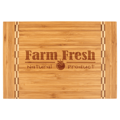 Bamboo Cutting Board with Butcher Block Inlay