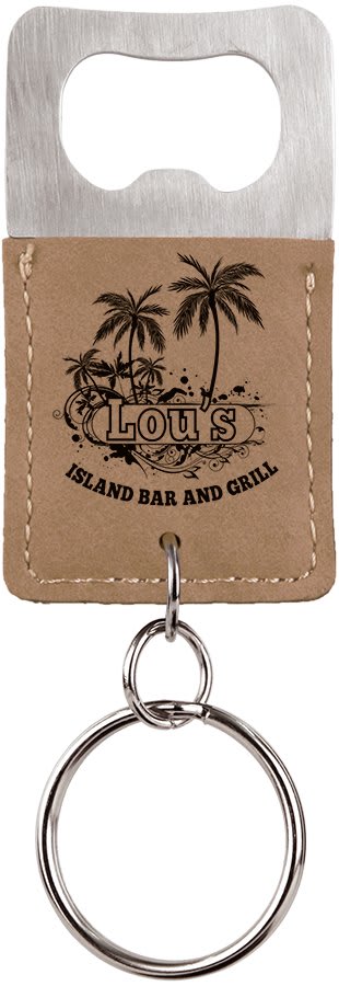 Rectangle Leatherette Bottle Opener Keychain