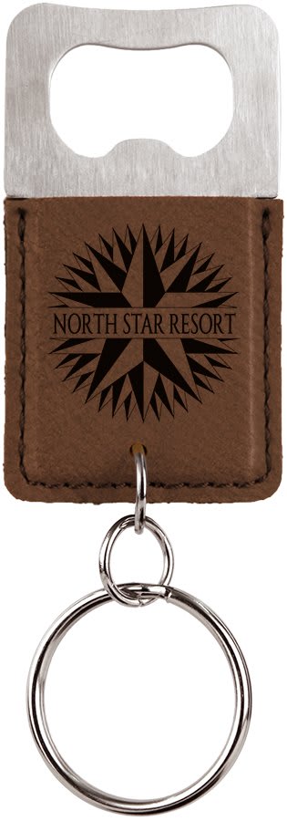 Rectangle Leatherette Bottle Opener Keychain