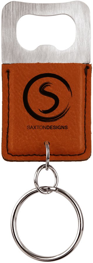 Rectangle Leatherette Bottle Opener Keychain