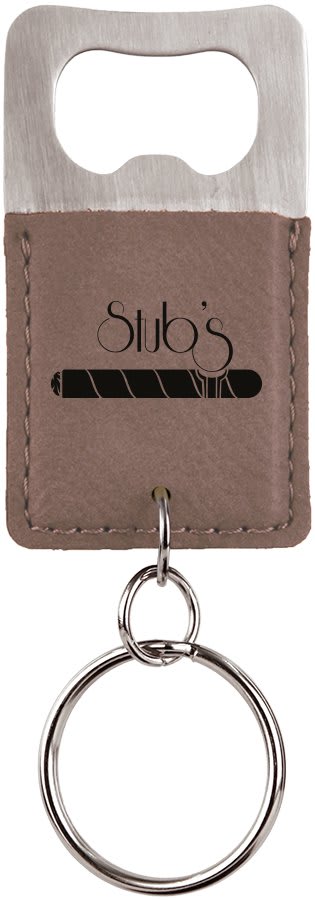 Rectangle Leatherette Bottle Opener Keychain