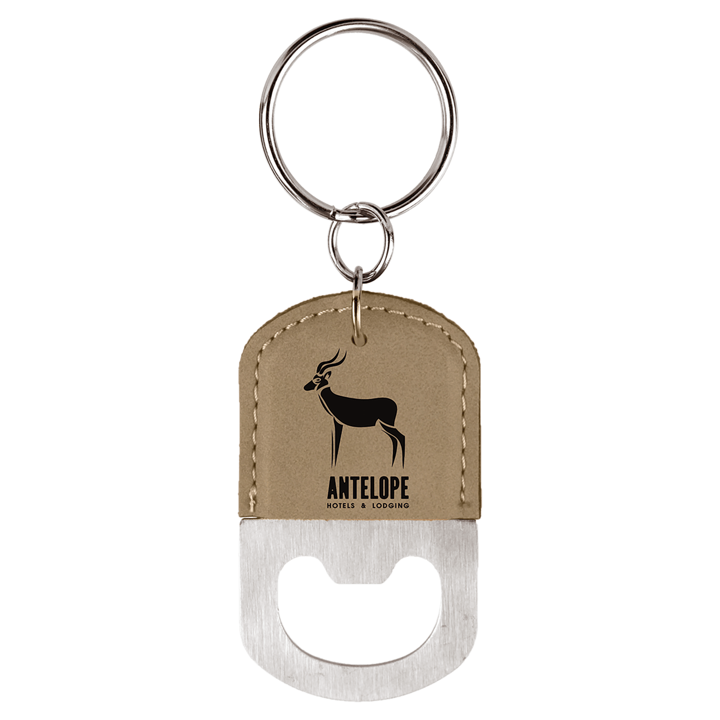 Oval Leatherette Bottle Opener Keychain