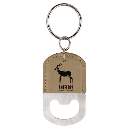 Oval Leatherette Bottle Opener Keychain
