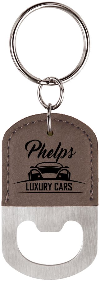 Oval Leatherette Bottle Opener Keychain