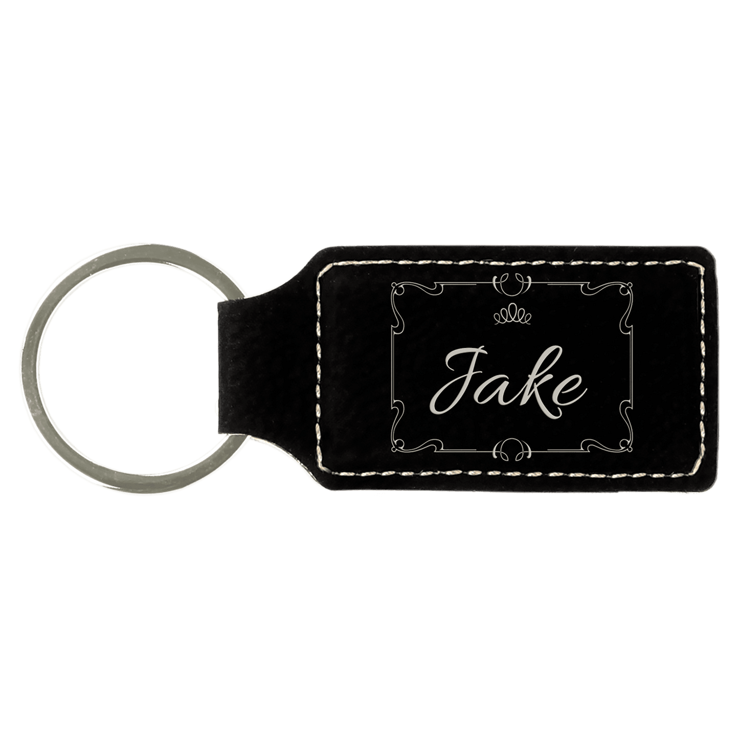 Leatherette Rectangle Keychain 2.75" x 1.25"