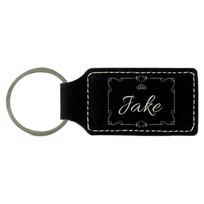 Leatherette Rectangle Keychain 2.75" x 1.25"